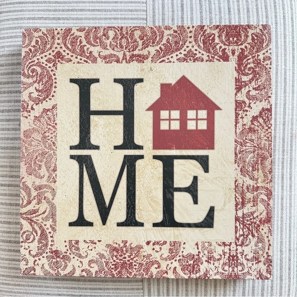 Home Bandana Print Wrapped Canvas Wall Art
